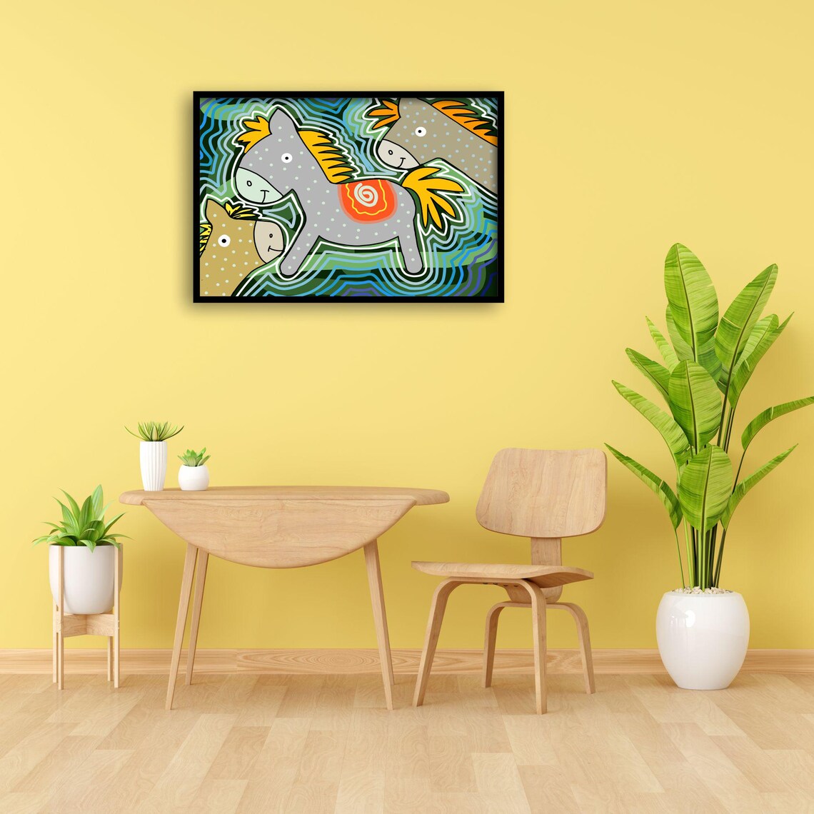 Pony Or Donkey Art, Whimsical Boho Kids Room - Image 2