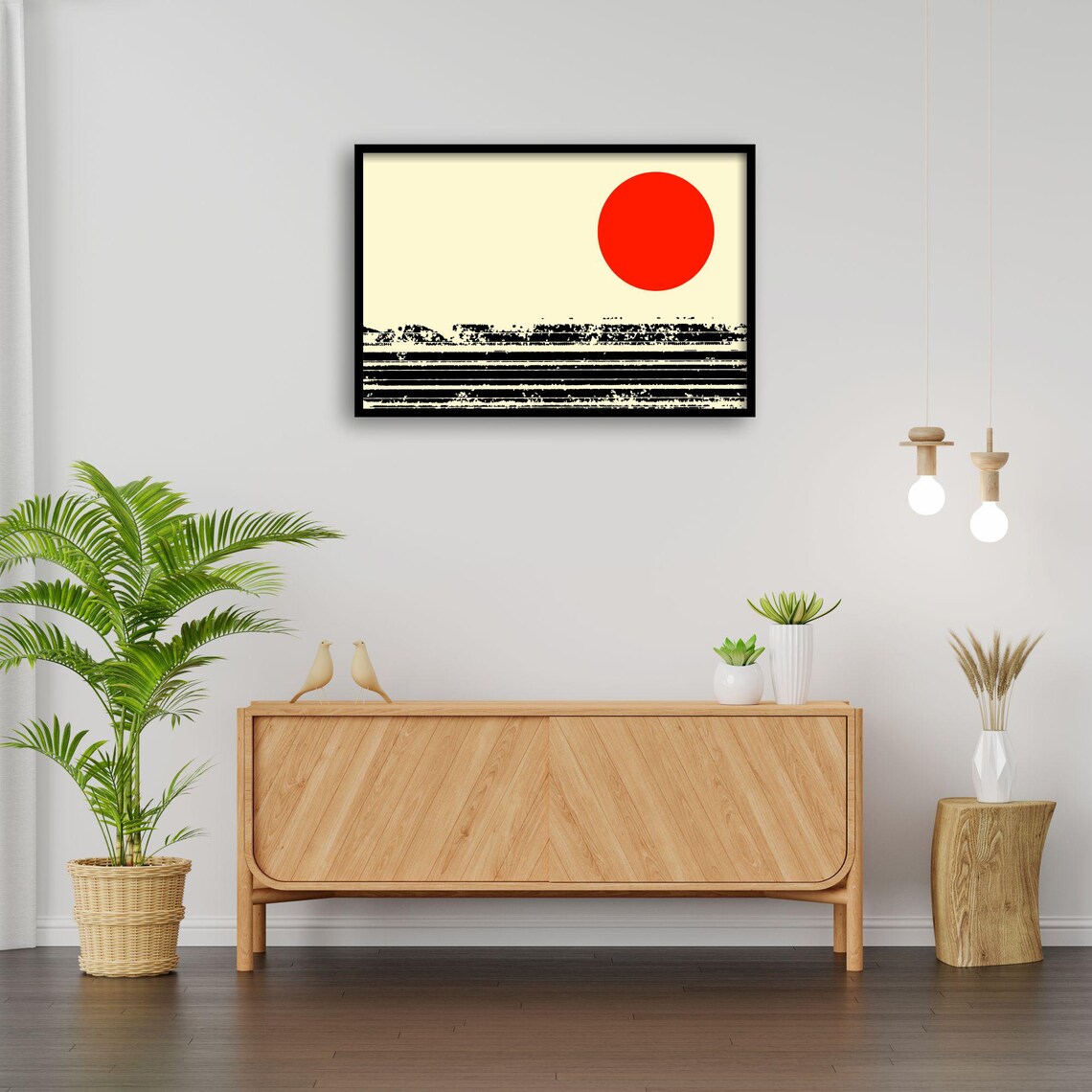 Japanese Minimalist Red Sun, Wabi Sabi Poster - Image 4