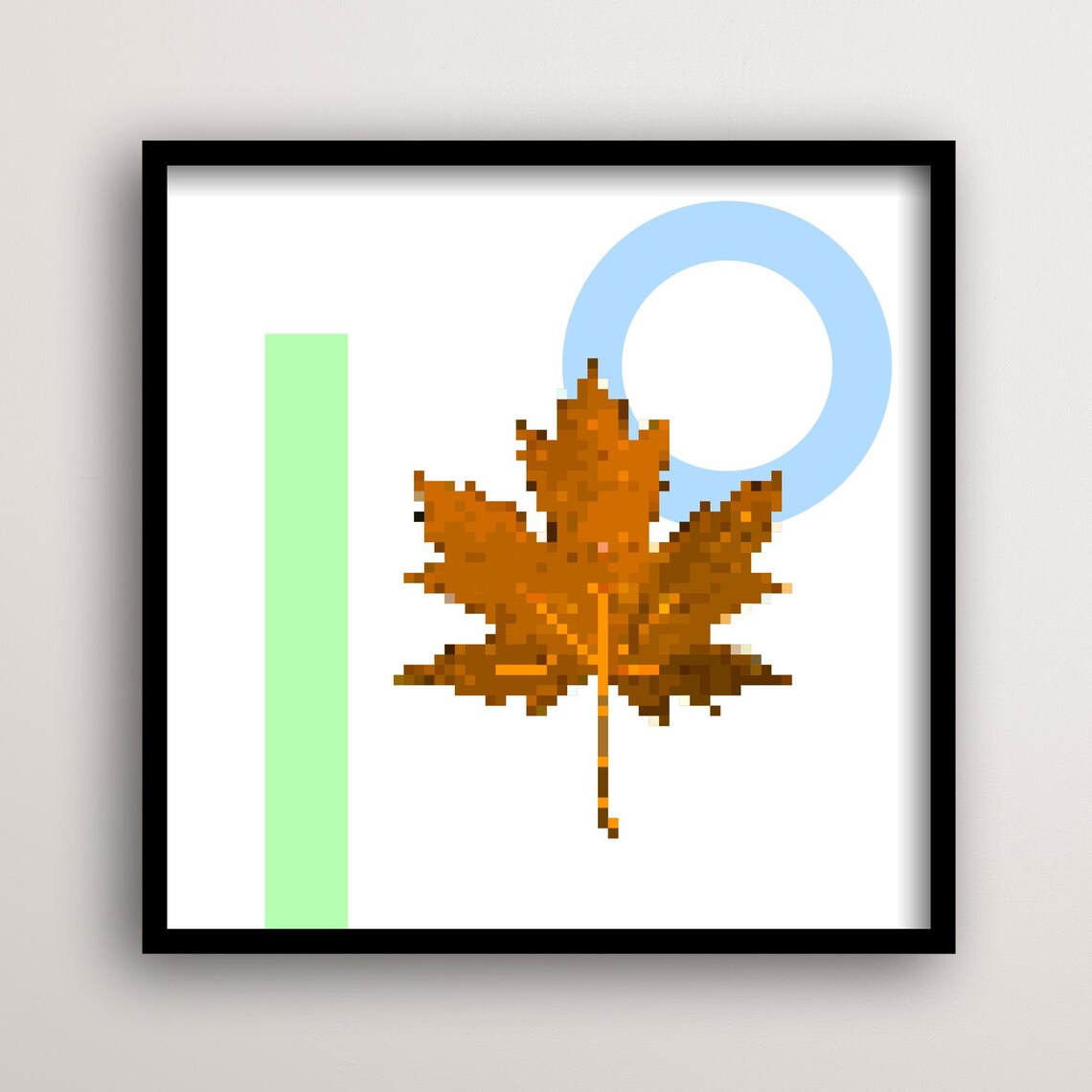 Pixel Maple Leaf Vintage Retro Game Art Print