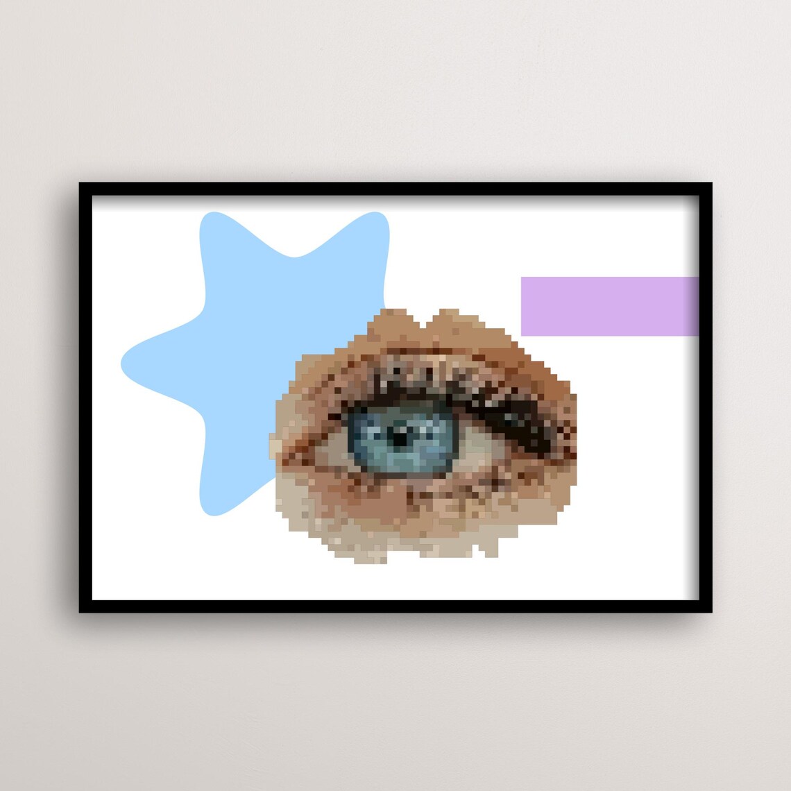 Pixel Pop Art Of Blue Eye, Retro Game Style