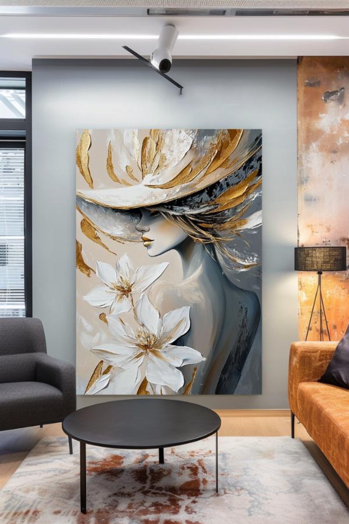Painting Golden Luxury Abstract Stretched Painting Wall Art Print Contemporary Artwork For Home Decor