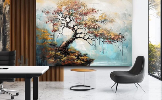 Painting Tree Of Life Abstract Stretched Painting Wall Art Print Contemporary Artwork For Home Decor