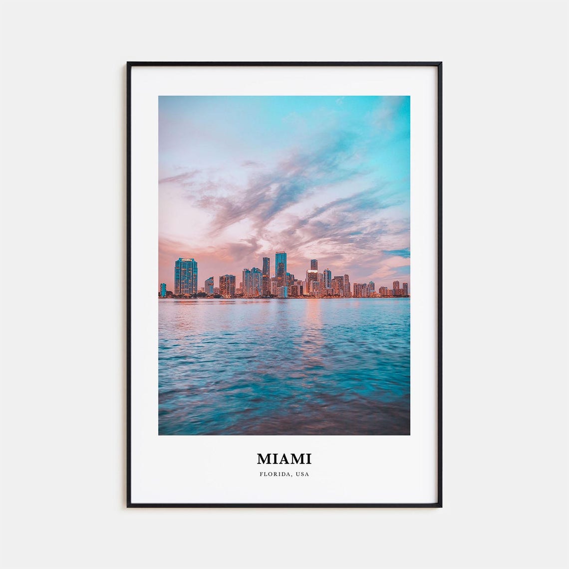 Miami Florida City Skyline Across the Bay at Sunset Photo Poster