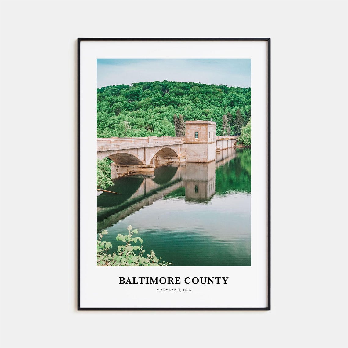 Baltimore County Maryland Stone Dam Reservoir Forest Scene Poster