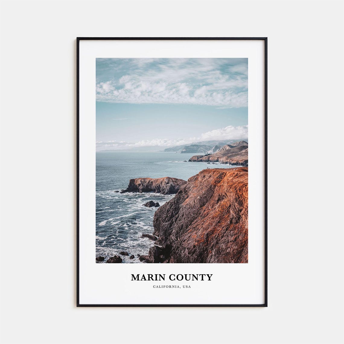 Marin County California Rocky Coast Ocean Cliffs Travel Poster