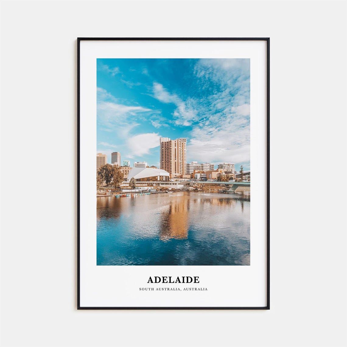 Adelaide South Australia River Skyline Photography Travel Poster