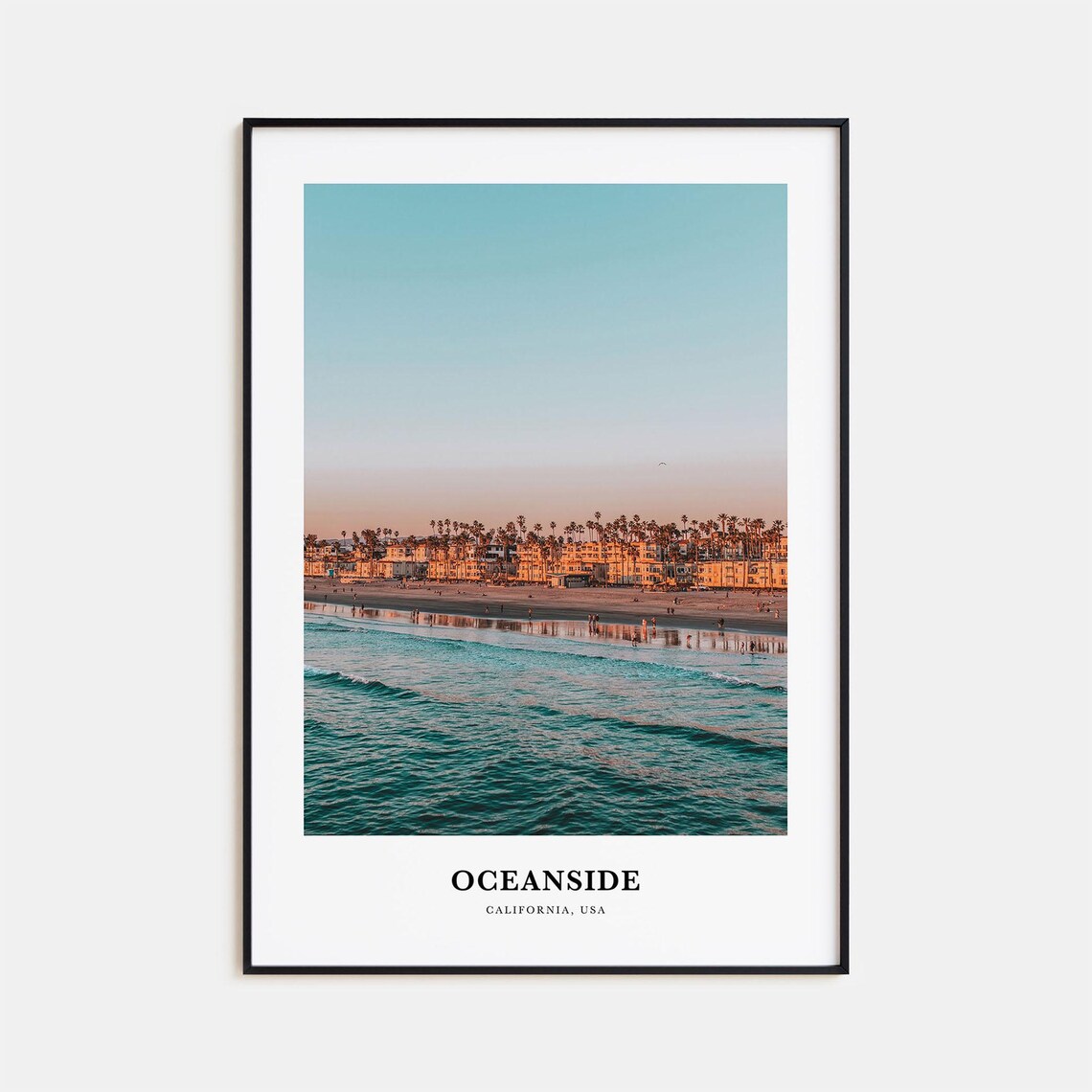 Oceanside California Beach Sunset With Palms Shoreline Photo Poster