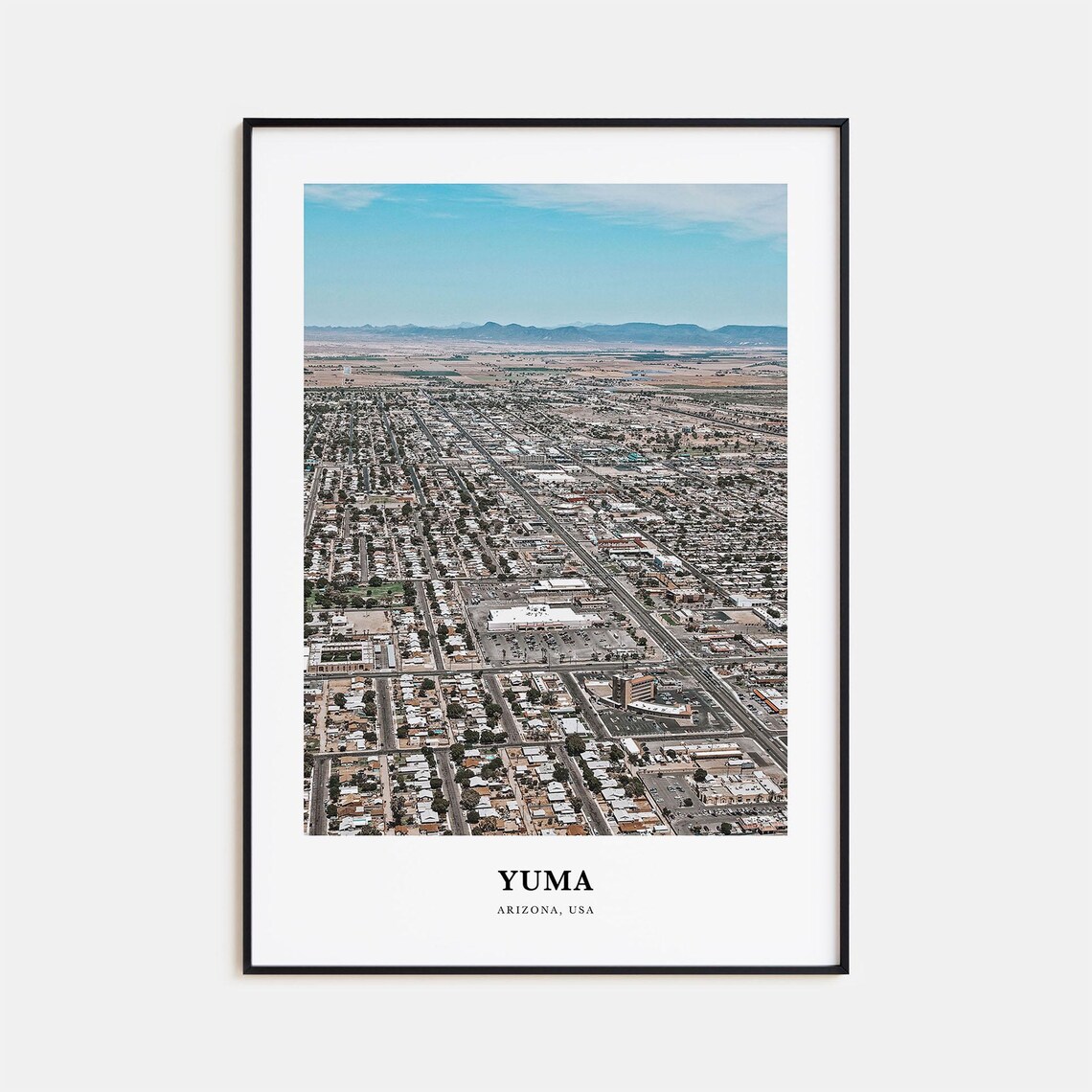 Yuma Arizona Aerial Desert City Distant Mountains View Travel Poster