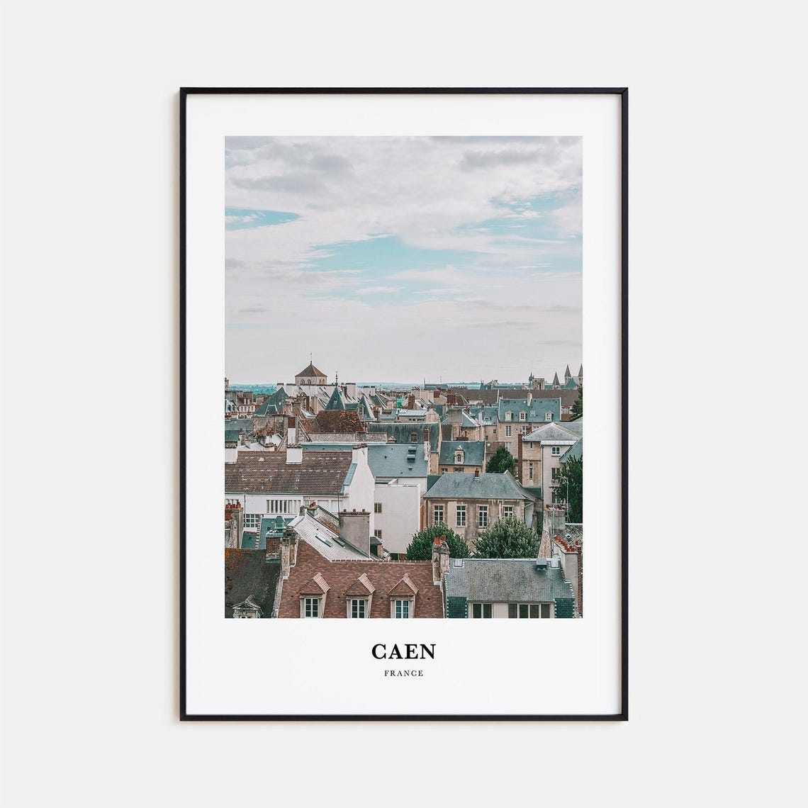 Caen France Rooftops Cathedral Towers Old Town Aerial Travel Poster