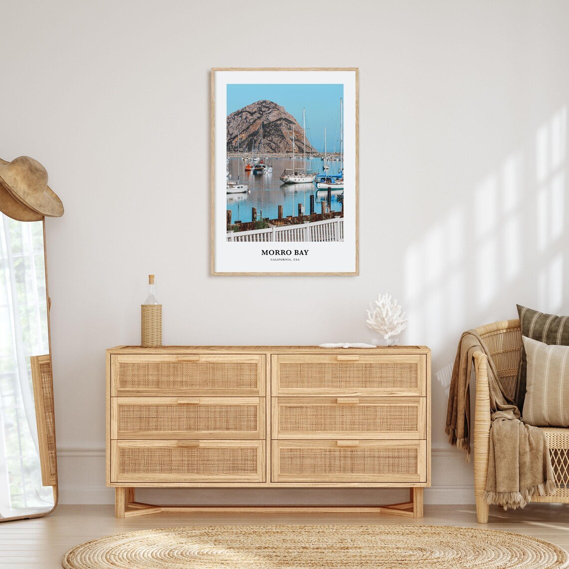 Morro Bay California Harbor Sailboats Iconic Morro Rock Poster - Image 2