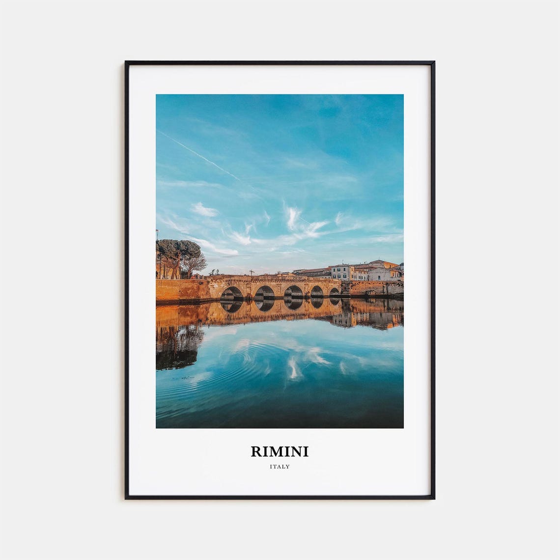 Rimini Italy Ponte di Tiberio Roman Bridge Reflection Photo Poster