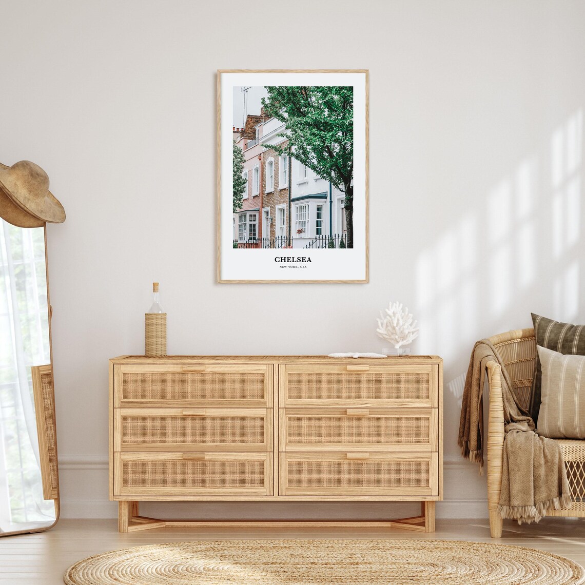 Chelsea New York USA Classic Townhouse Street Leafy View Photo Poster - Image 2