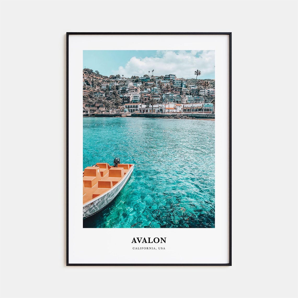 Avalon California Turquoise Bay Boat Catalina Island View Poster