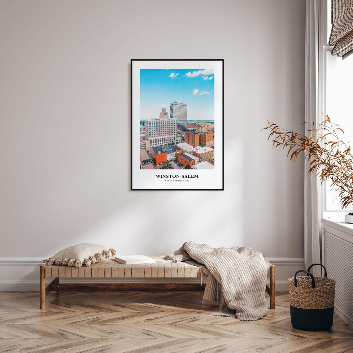 Winston-Salem North Carolina Downtown Skyline Aerial City Poster - Image 3
