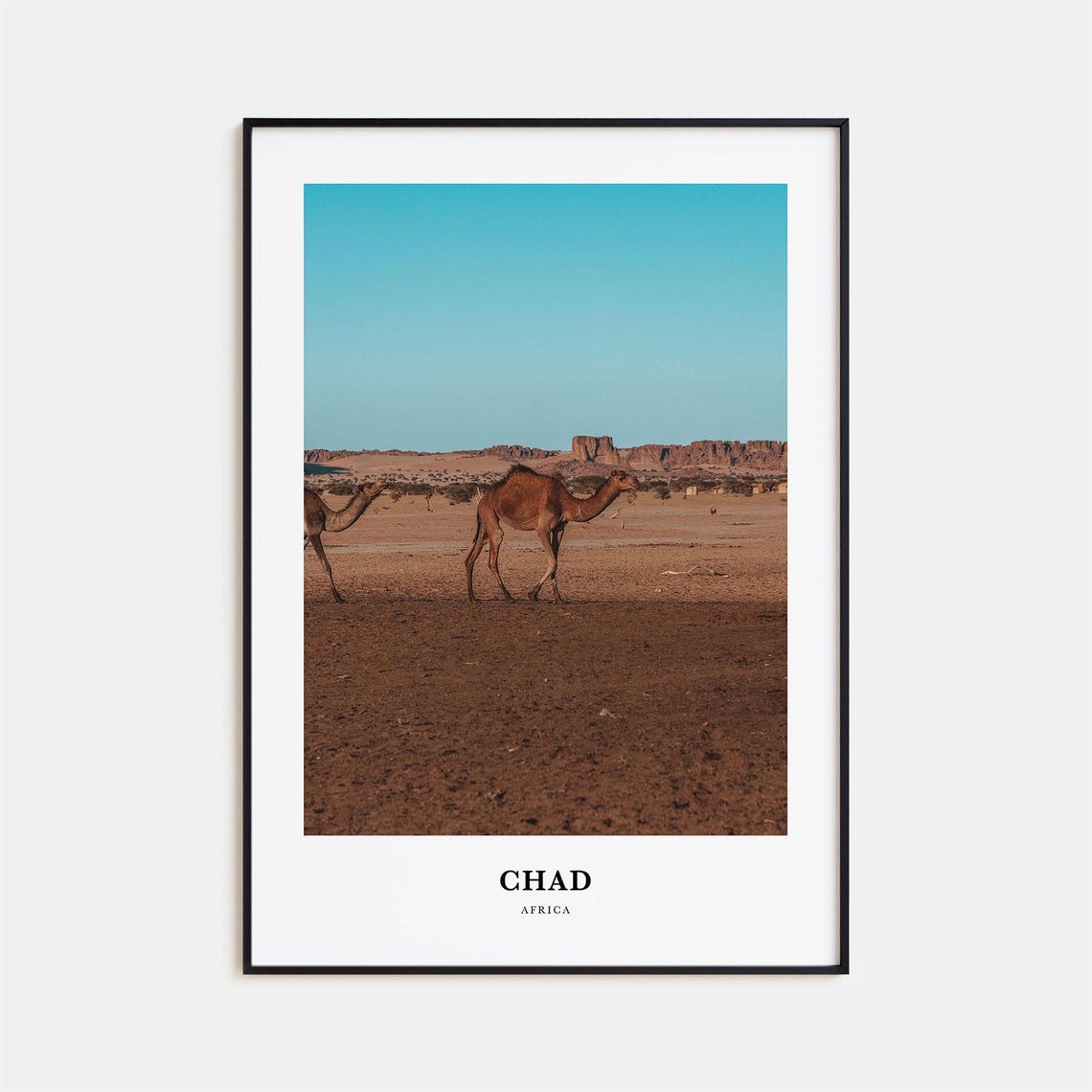 Chad Africa Desert Camels Sandstone Buttes Golden Photo Poster