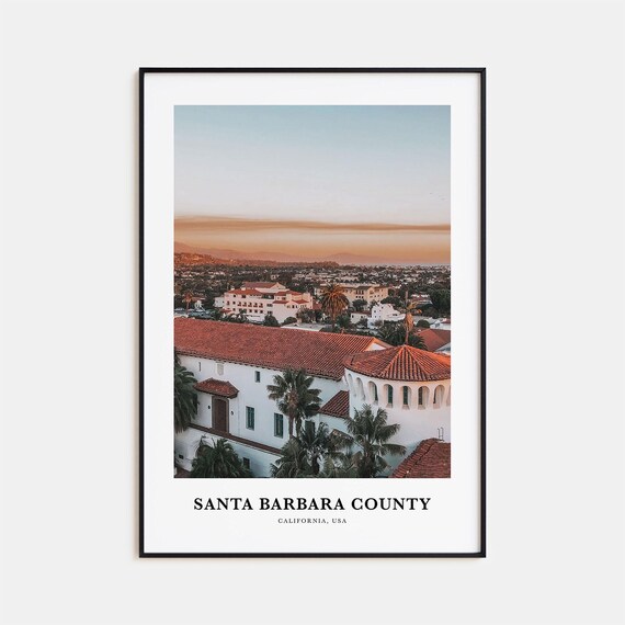 Santa Barbara County California Sunset Coastline Travel Photo Poster