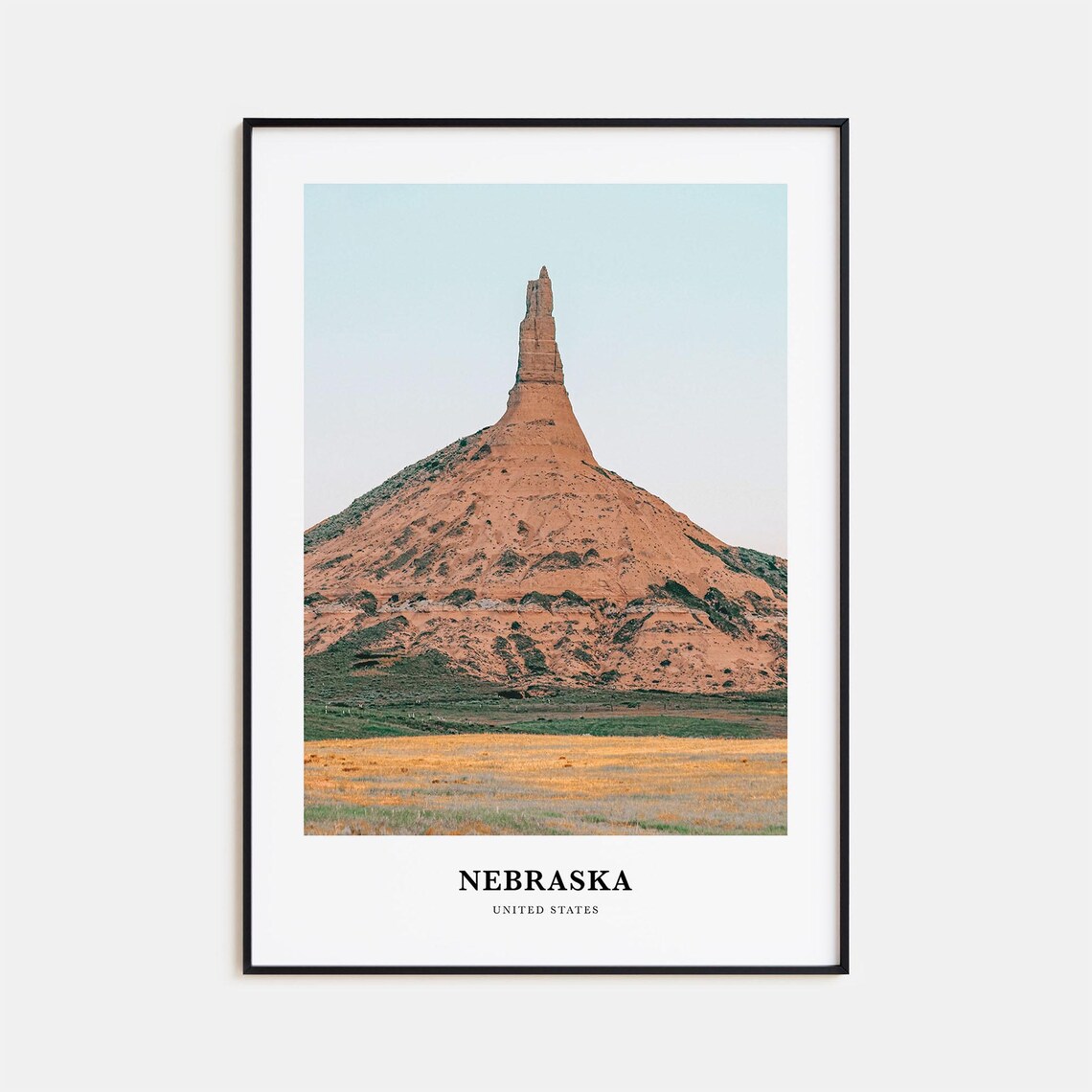 Nebraska Towering Rock Spire Prairie Sunset Photo Travel Poster