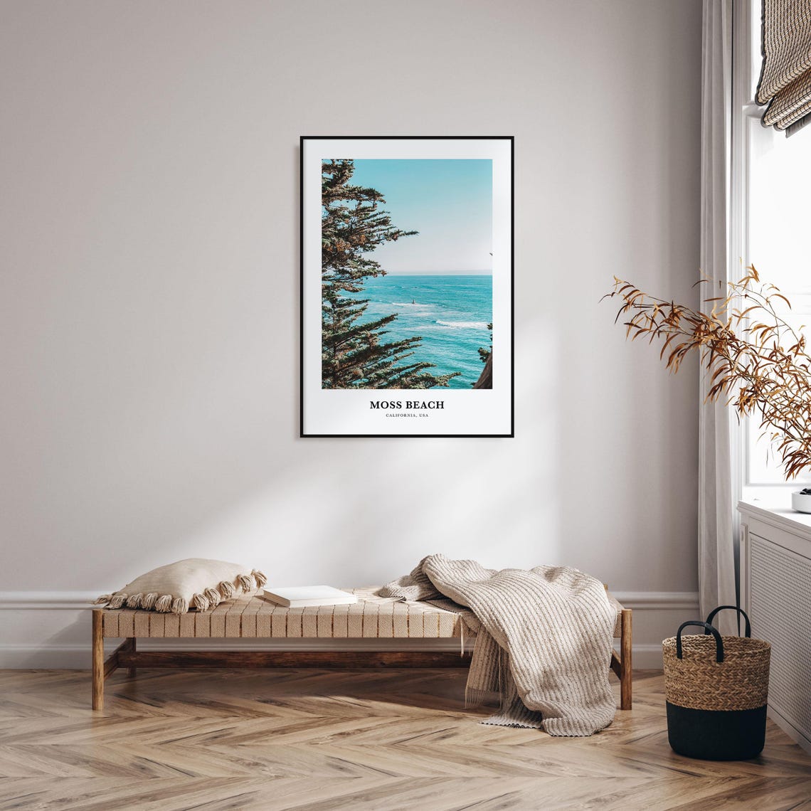 Moss Beach California Ocean Pine Trees Coastal View Photography Poster - Image 3