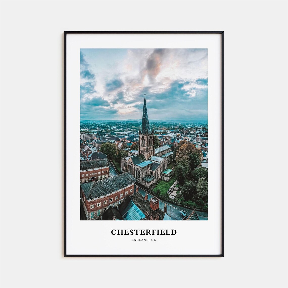Chesterfield Travel Poster, England UK Map Art