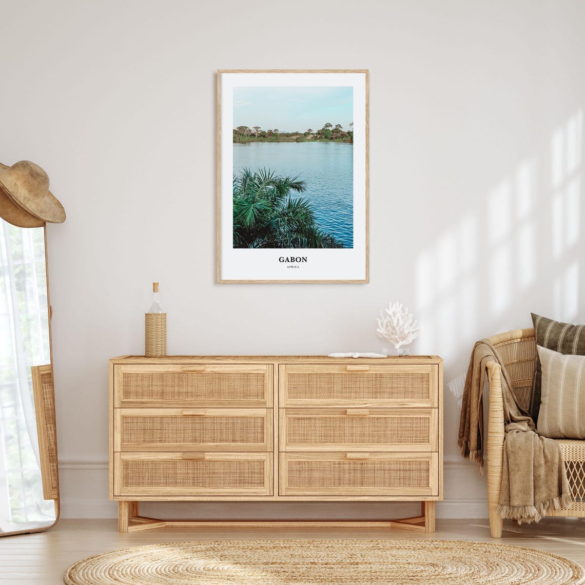 Gabon Africa River Palm Foliage Tropical Landscape Wall Poster - Image 2