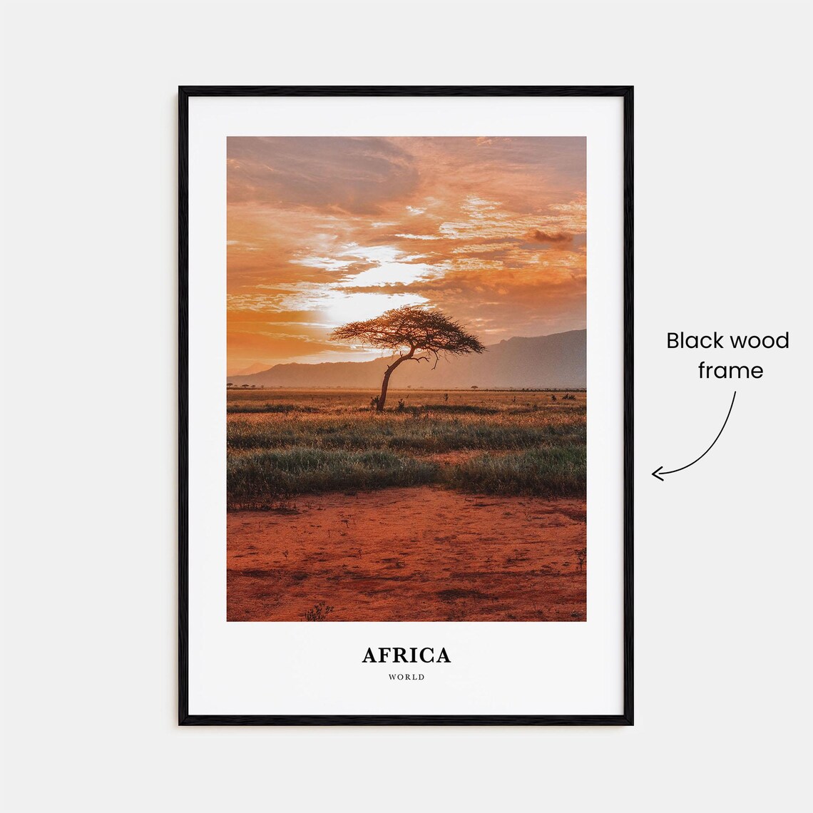 Africa Sunset Acacia Savanna Photography Travel Poster Warm Art - Image 2