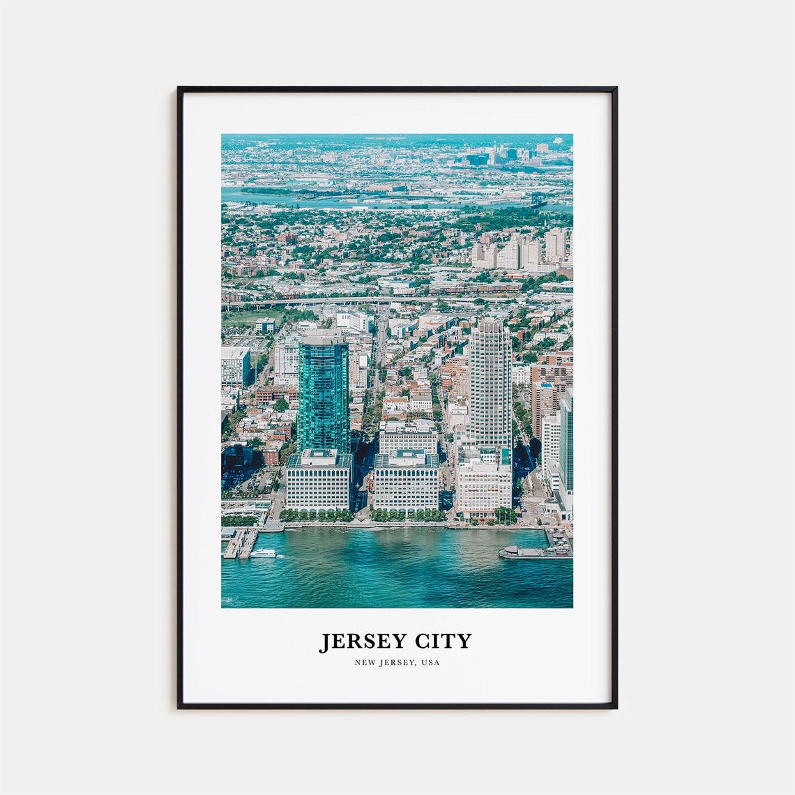 Jersey City New Jersey Hudson River Skyline Aerial Photo Poster