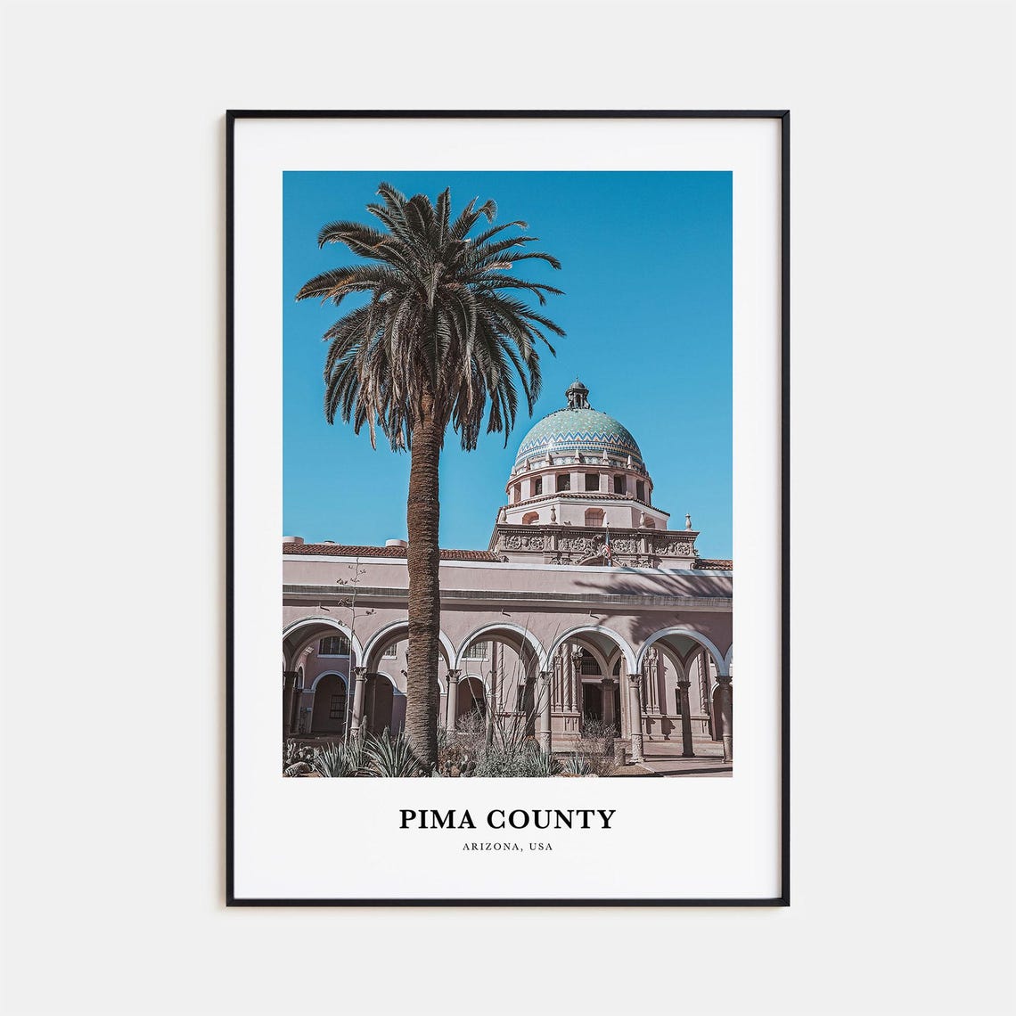 Pima County Arizona Tiled Dome Courthouse Palm Tree Art Poster