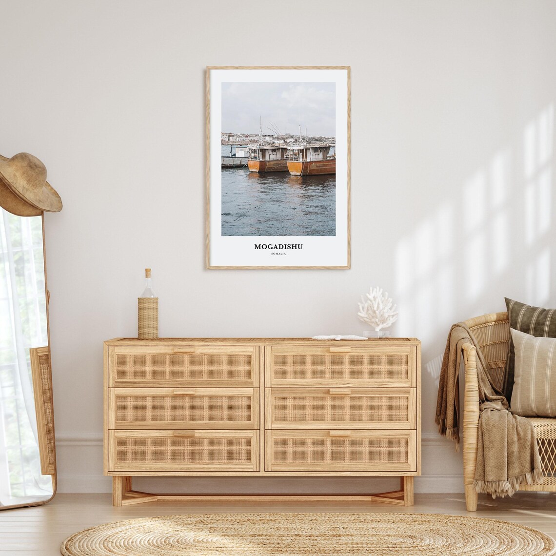Mogadishu Somalia Harbor Fishing Boats Waterfront View Poster - Image 2