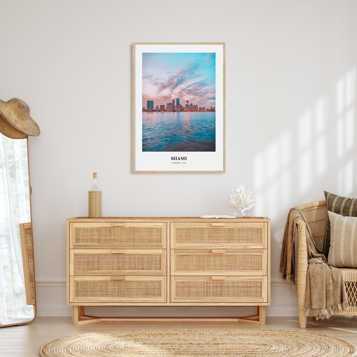 Miami Florida City Skyline Across the Bay at Sunset Photo Poster - Image 2