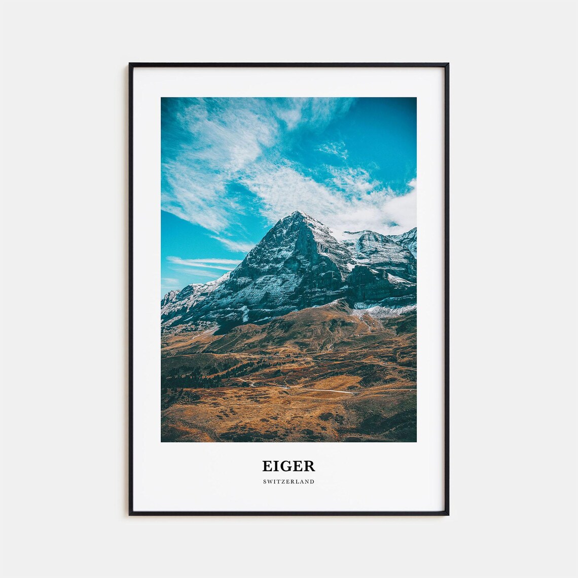 Eiger Travel Poster, Switzerland Mountain Wall Art