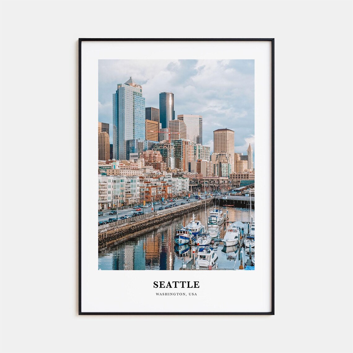 Seattle Washington Downtown Skyline Marina Boats Photo Poster