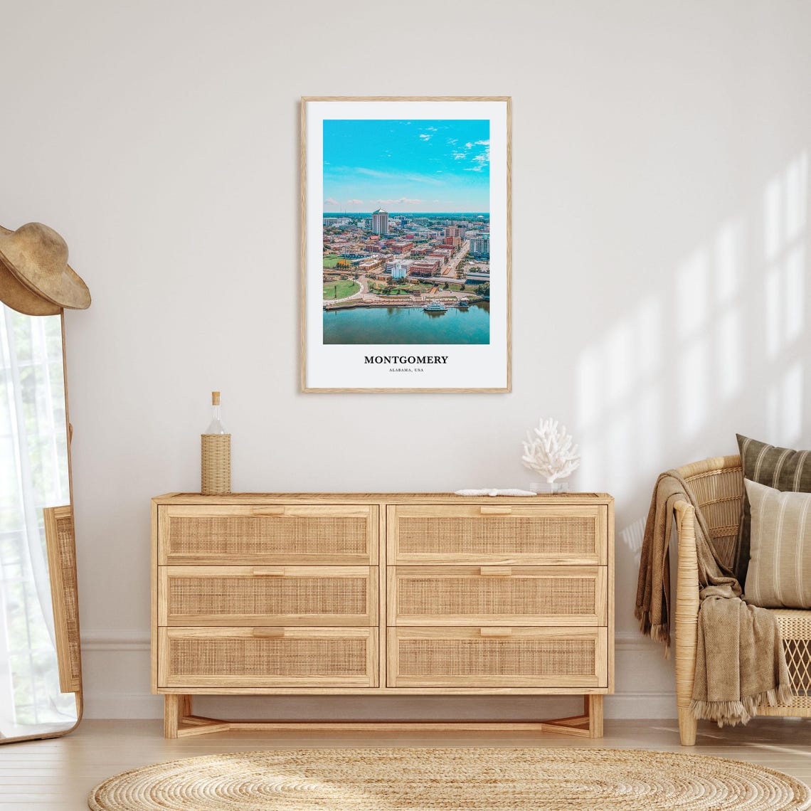 Montgomery Alabama Aerial Riverfront Downtown City View Poster - Image 2