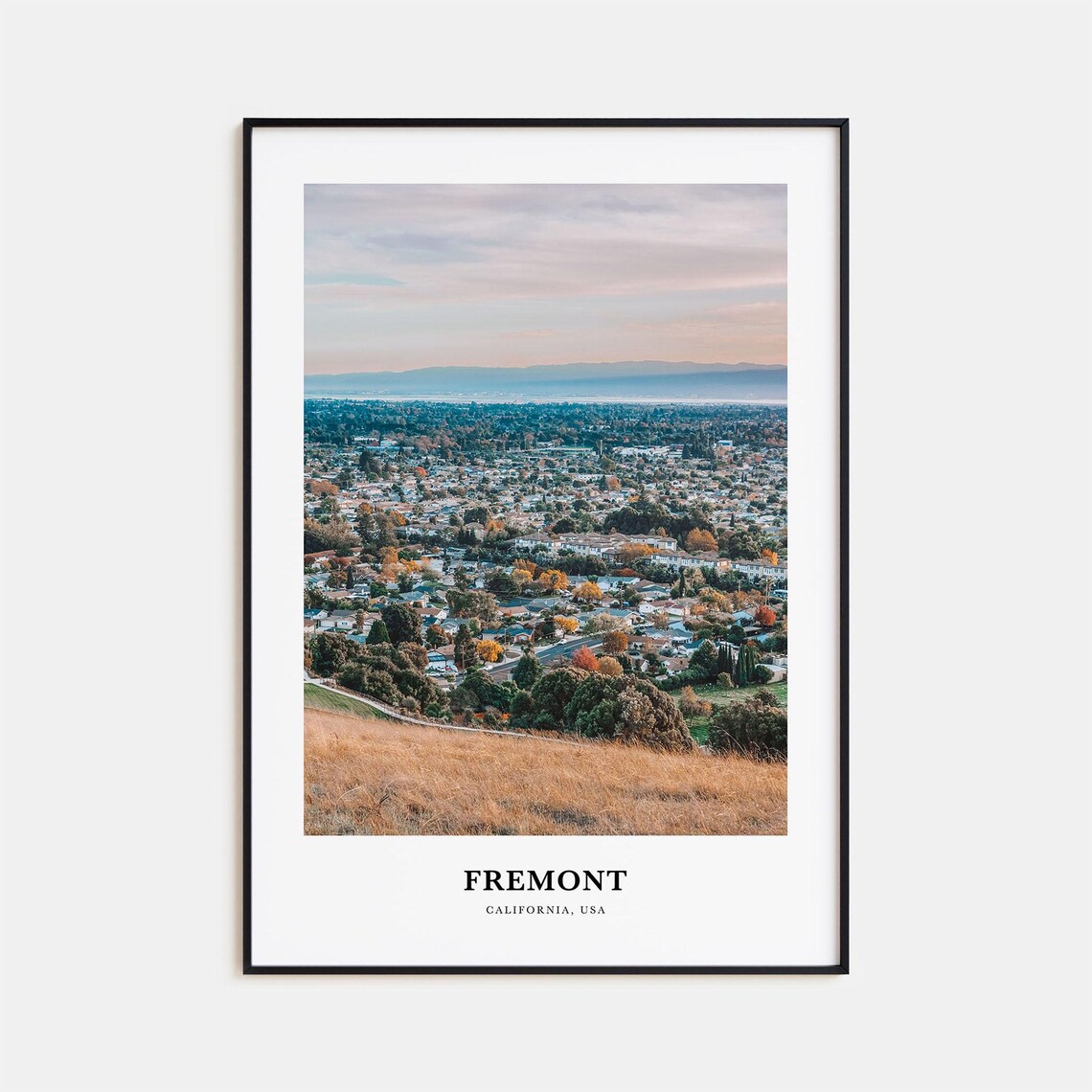 Fremont California Hilltop Sunset City Panorama Travel Poster