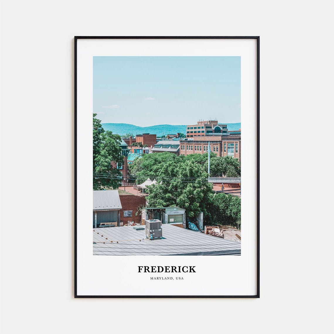 Frederick Maryland Historic Downtown Brick Rooftops Travel Poster