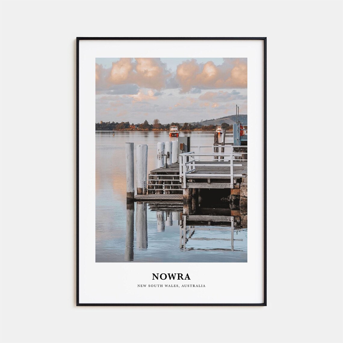 Nowra Australia Wooden Pier Calm Harbor Reflection Photo Poster
