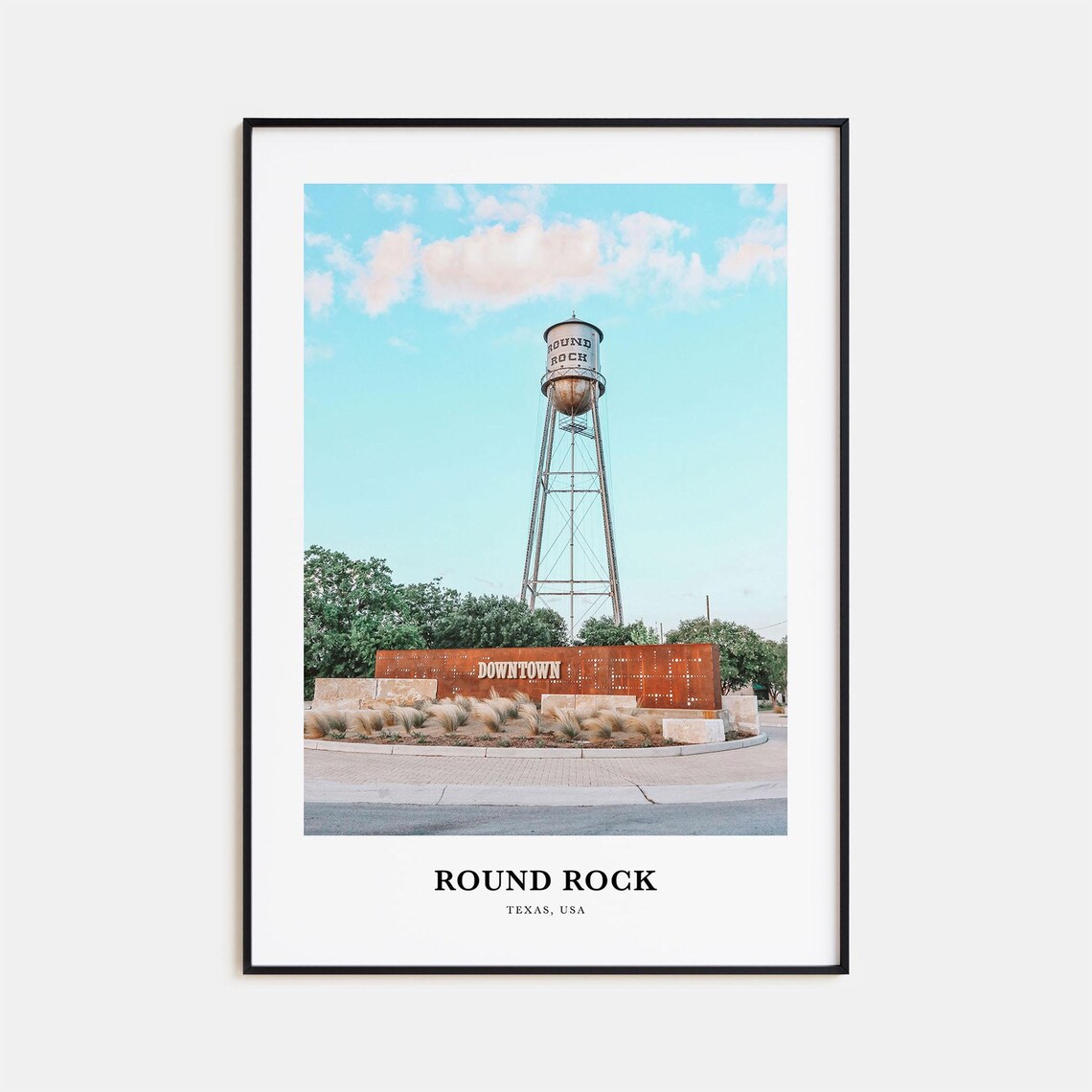 Round Rock Texas Travel Poster, Map Wall Art
