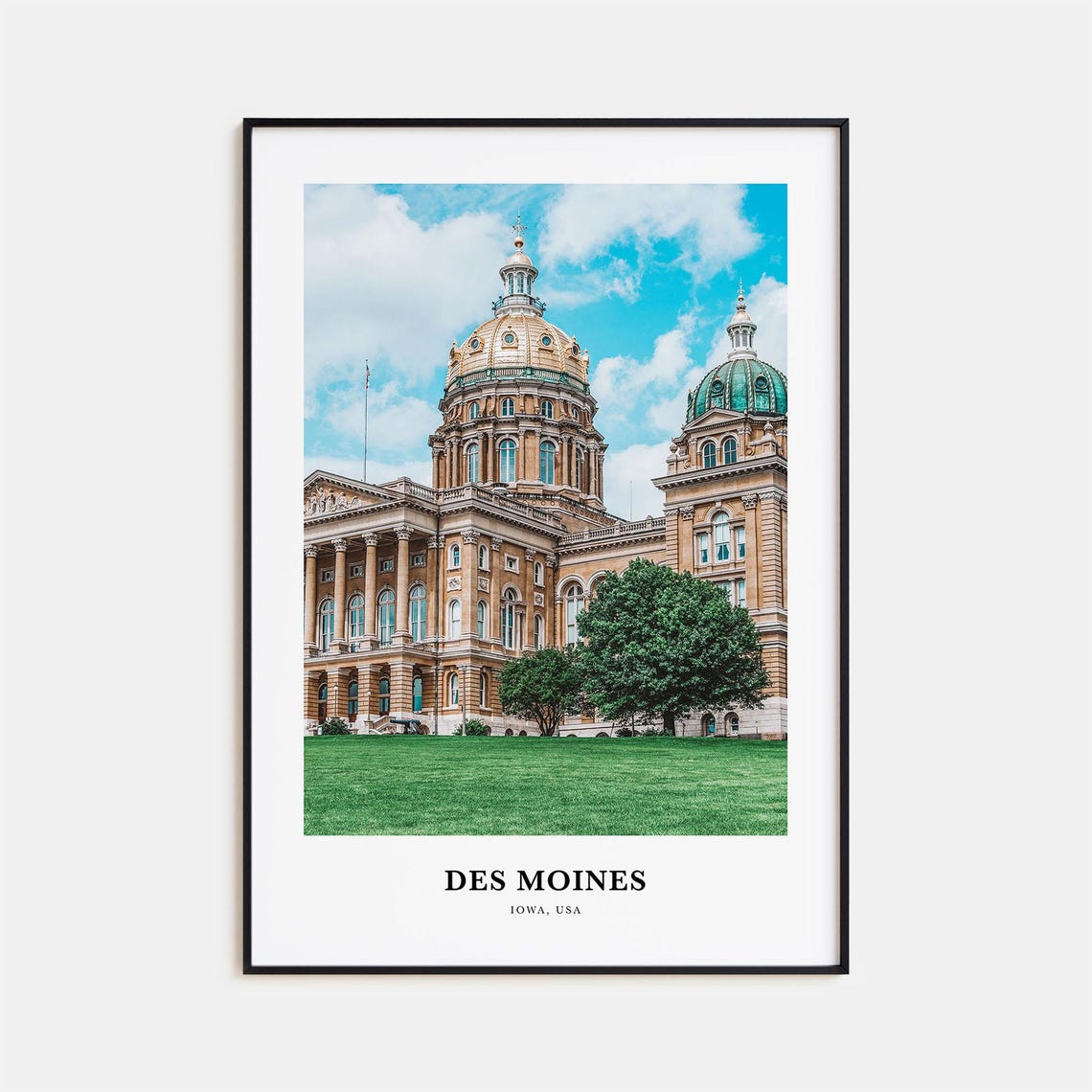 Des Moines Iowa State Capitol Dome Minimalist Travel Photo Poster