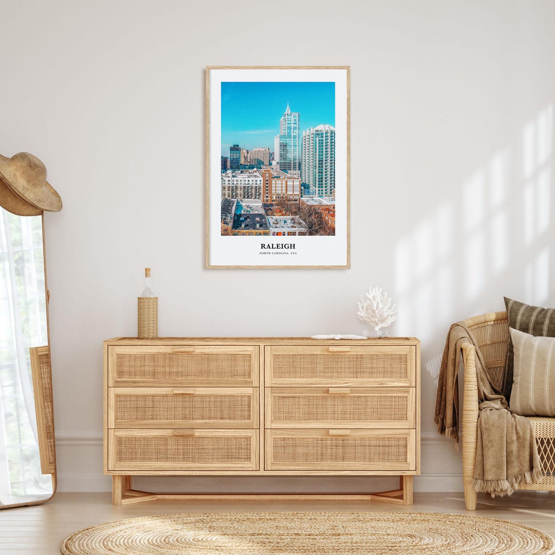 Raleigh North Carolina Downtown Skyline Under Blue Sky Poster - Image 2