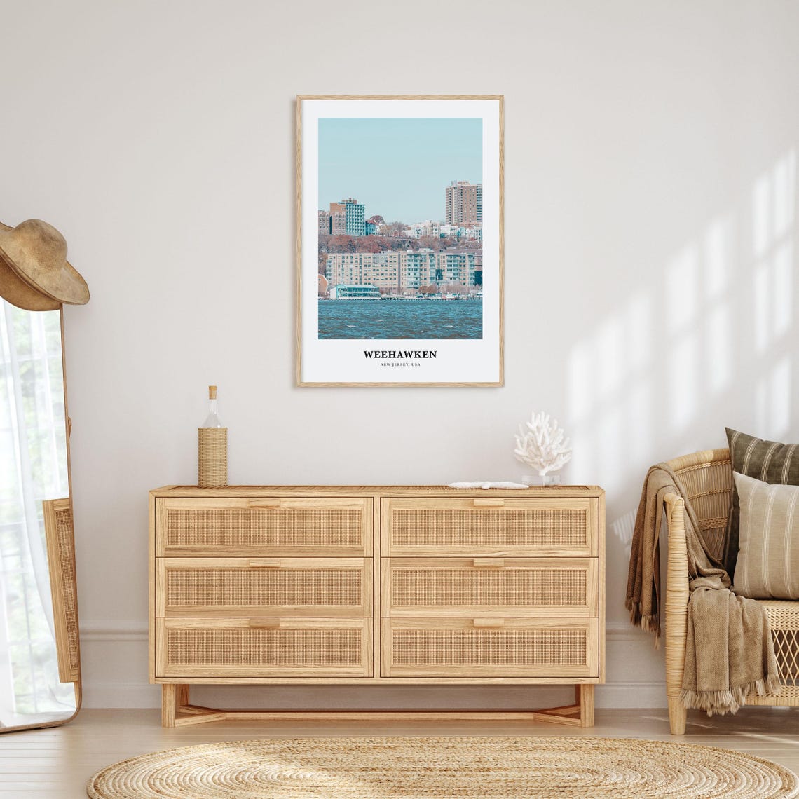 Weehawken New Jersey Hudson River Waterfront Skyline View Poster - Image 2