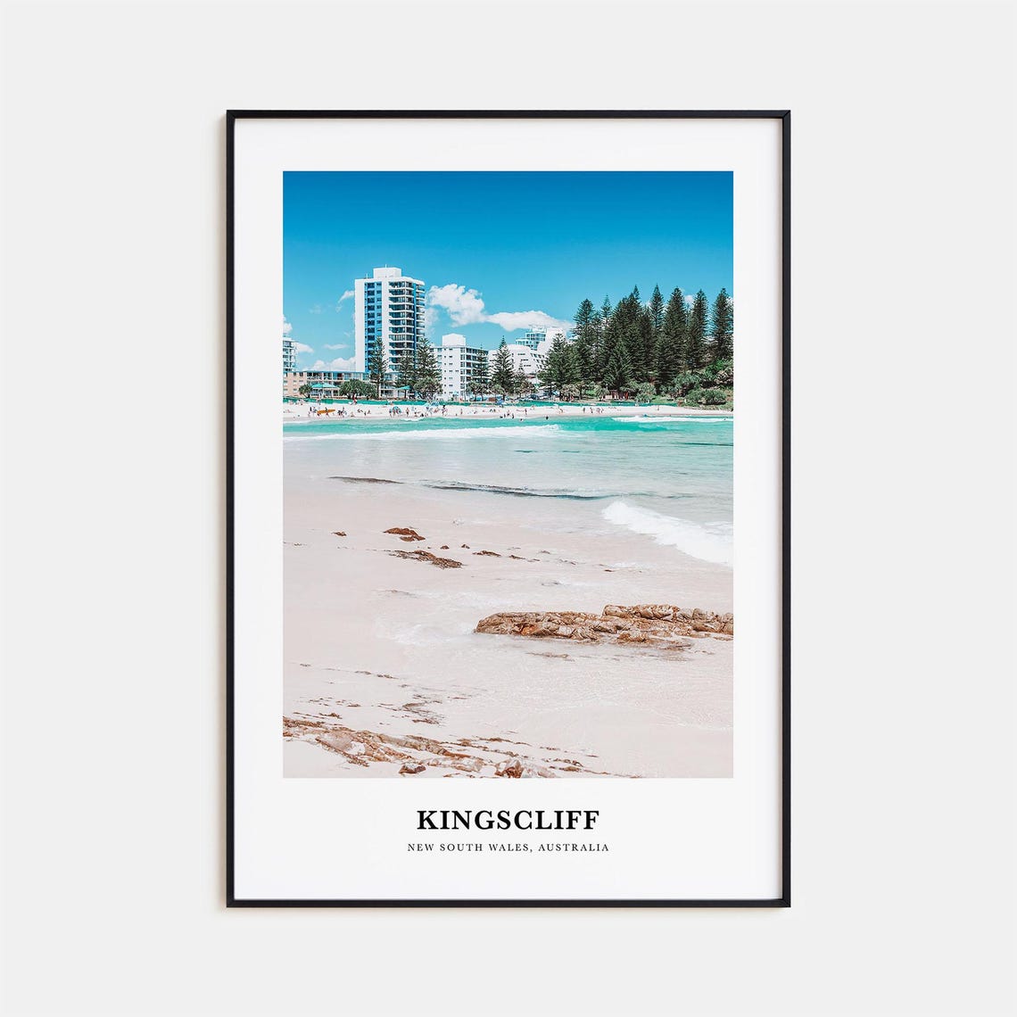 Kingscliff Australia White Sand Beach Surf Norfolk Pines Travel Poster