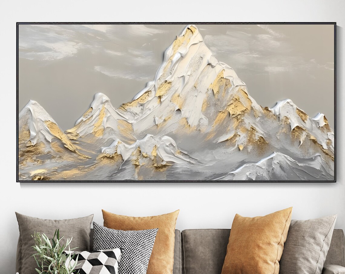 White Snow Mountain Wabi Sabi Landscape Art Print