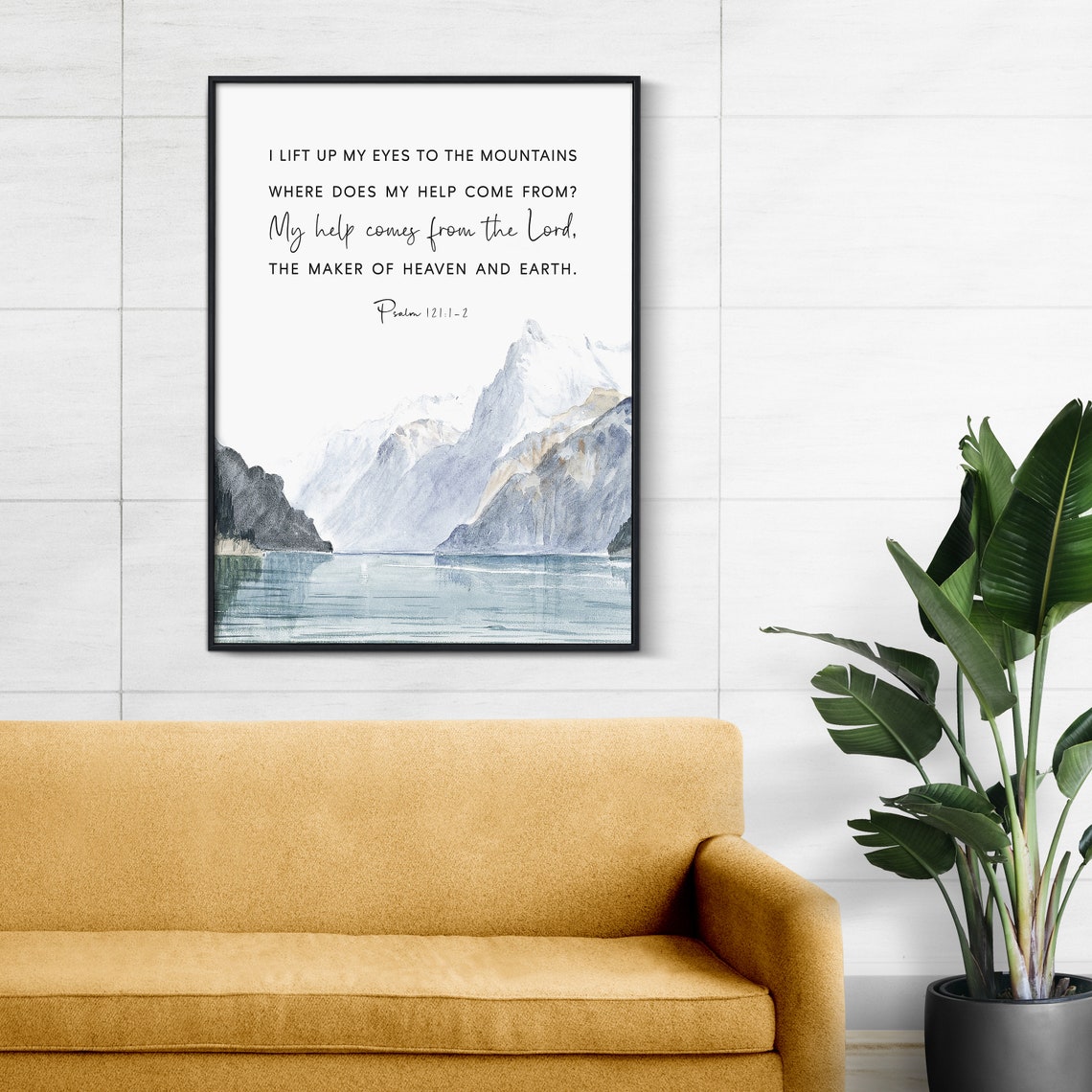 Psalm 1211 2 Bible Verse Wall Art Watercolor Mountains Scripture Sign Christian Home Decor Bible Verse Print Scripture Wall Art - Image 2