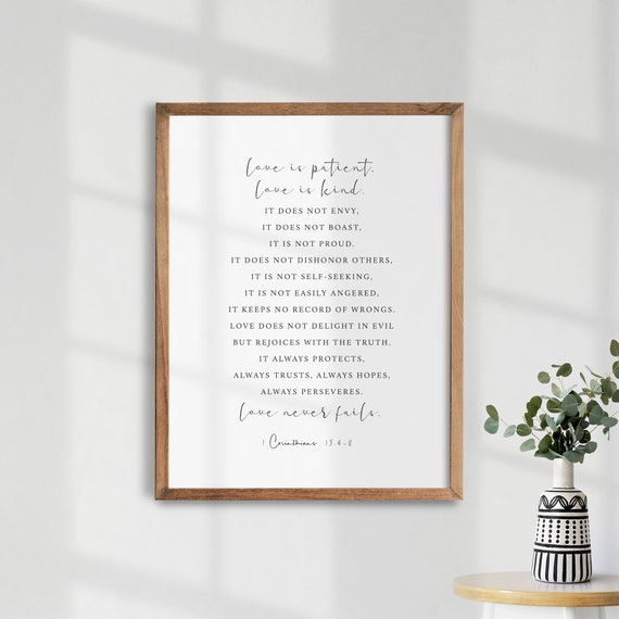 1 Corinthians 134 8 Bible Verse Print Baptism Gift Modern Scripture Wall Art Bible Verse Sign Christian Gift Christian Home Decor