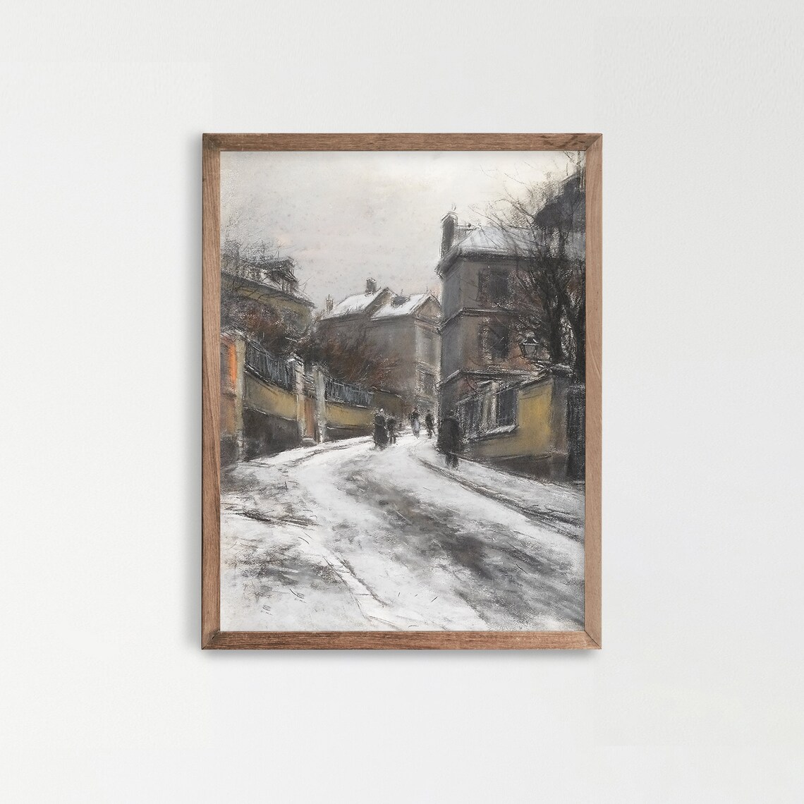 Vintage Country Painting Rustic European Cityscape Art Print