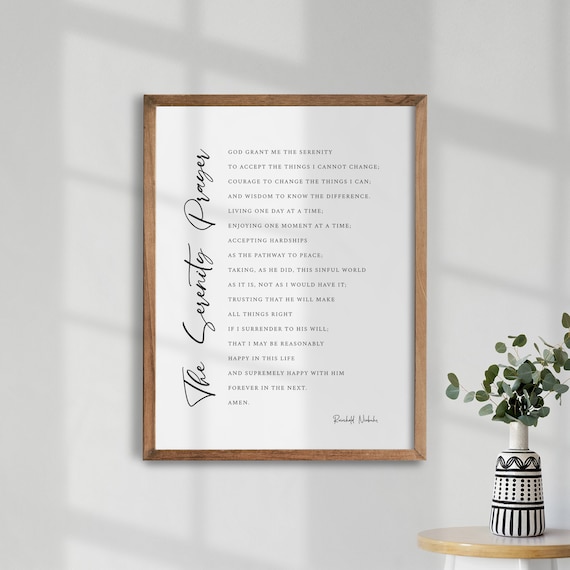 The Complete Serenity Prayer Reinhold Niebuhr Quote Typography Poster