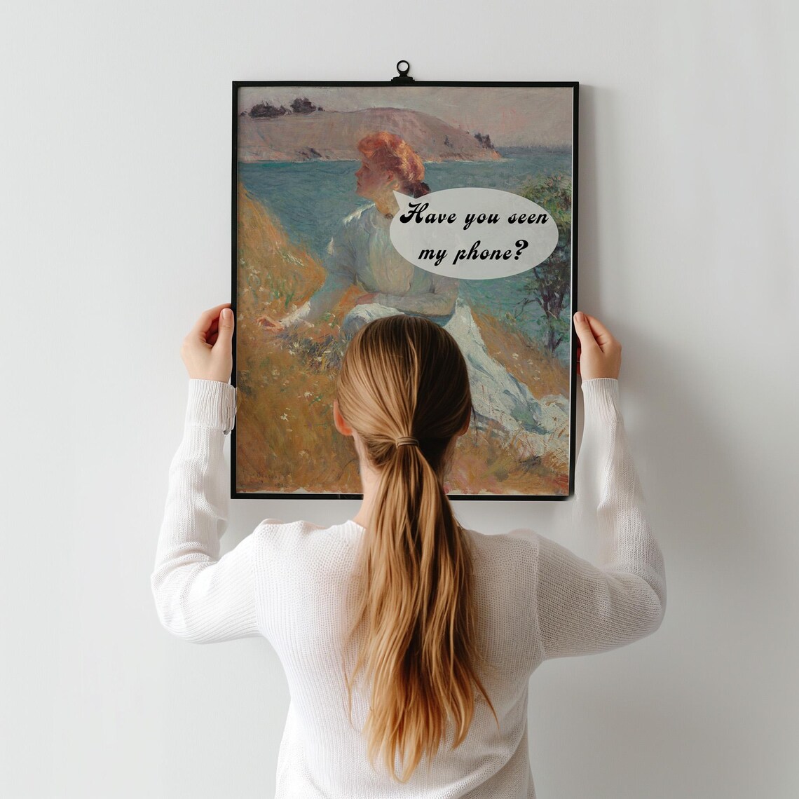 Classical Meme Art Print Have You Seen My Phone Vintage Altered Artwork - Image 3