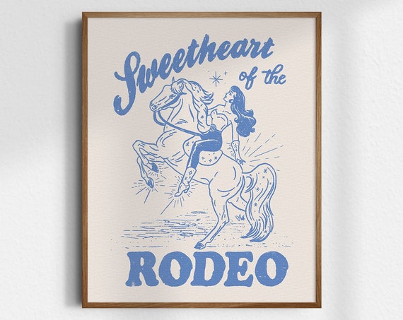 Sweetheart Of The Rodeo Gicle Fine Art Print Valentines Cowgirl Vintage Wall Western Decor Unframed