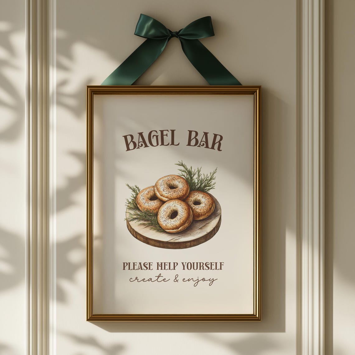 Bagel Bar Kitchen Sign Please Help Yourself Brunch Party Wall Art