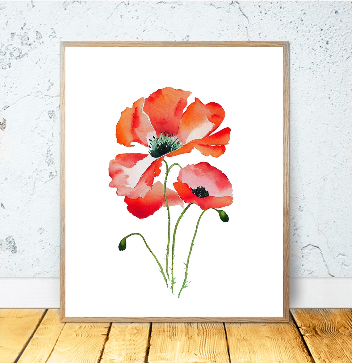 Watercolor Poppy Art Poppy Print Poppy Poster Poppies Wall Art Decor Poppy Painting Red Flowers Print Flower Art Poppies Print