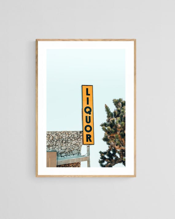 Vintage Liquor Sign, Desert Photograph